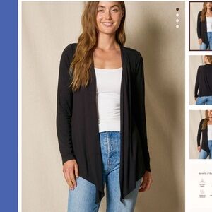 Sivana open front jacket black bamboo organic sustainable quiet luxury sz S